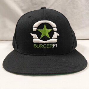 BurgerFi Employee Snapback Hat Cap Embroidered Logo Team Member Burgers Black